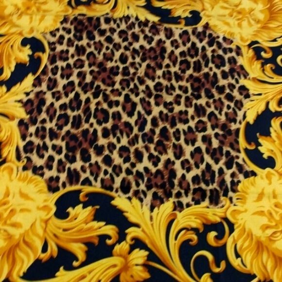 Escada Animal Print Cheetah Lion Vintage Silk Scarf Foulard - Picture 8 of 16
